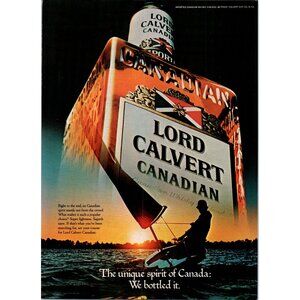 1979 Lord Calvert Canadian Whiskey Vintage Print Ad Sunset Sailboat 70s Wall Art